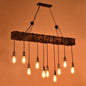 Farmhouse 10-Light Wooden Chandelier – Rustic Industrial Pendant for Kitchen & Dining