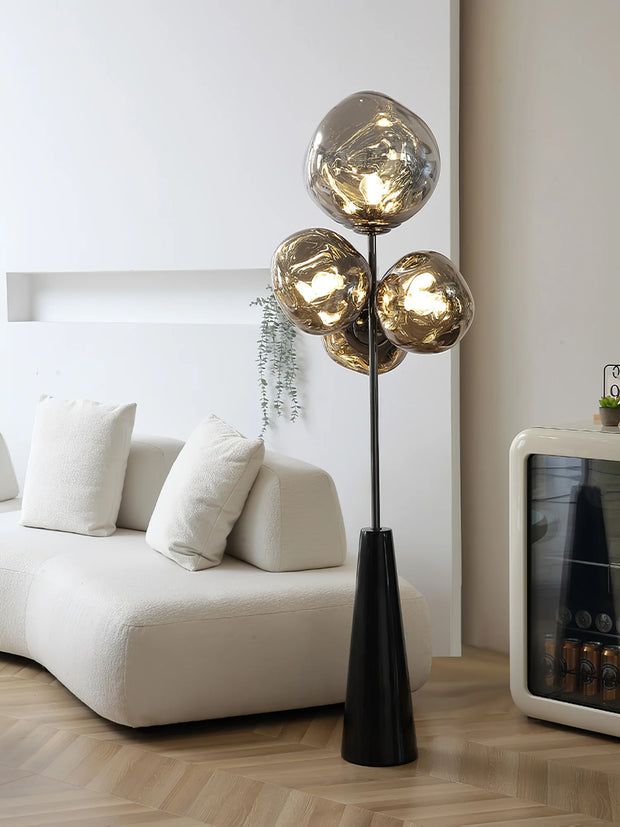 Lava Column Floor Lamp – Smoke Gray & Black Elegance