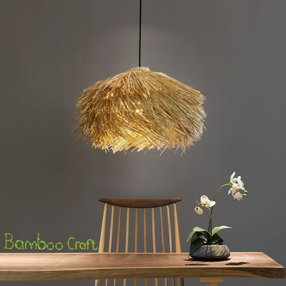 Handmade Rattan Bamboo Pendant Light – Modern Tropical Ceiling Lamp for Kitchen Island & Dining Room 50 C.M