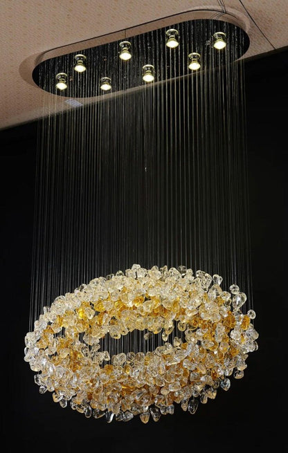 Customized Stone Crystal LED Chandelier – Modern Luxury Pendant Light 80 C.M