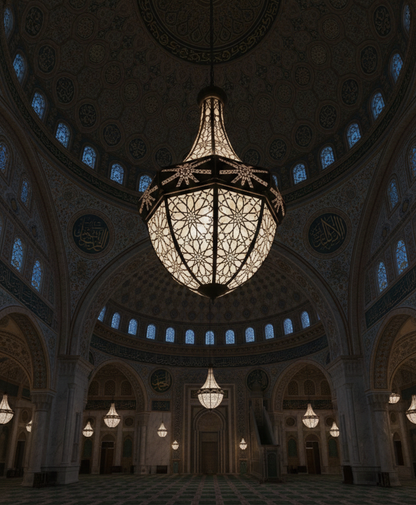 Modern Ramadan Cannon Decor – Handcrafted Brass & Frosted Glass Midfa Al Iftar – Luxury Islamic Ornament for Home & Majlis