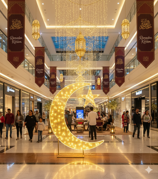 Ramadan Moon & Star LED Floor Lamp – Warm White Crescent Light for Home, Garden & Events