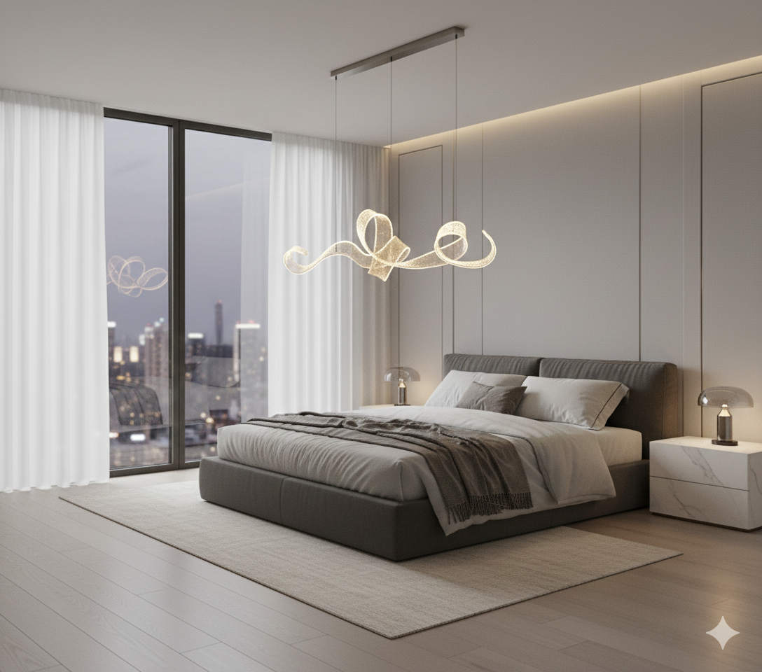 Serpentine Crystal-Dust LED Linear Chandelier