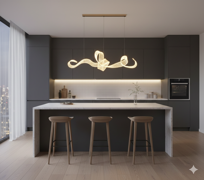 Serpentine Crystal-Dust LED Linear Chandelier