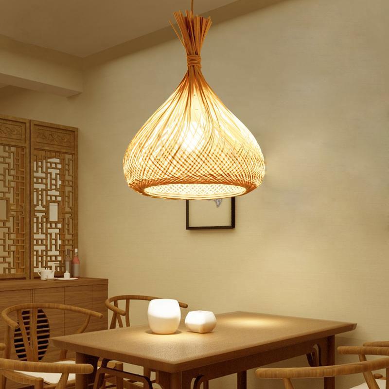 Handwoven Bamboo Rattan Pendant Light – Natural Wicker Hanging Lamp