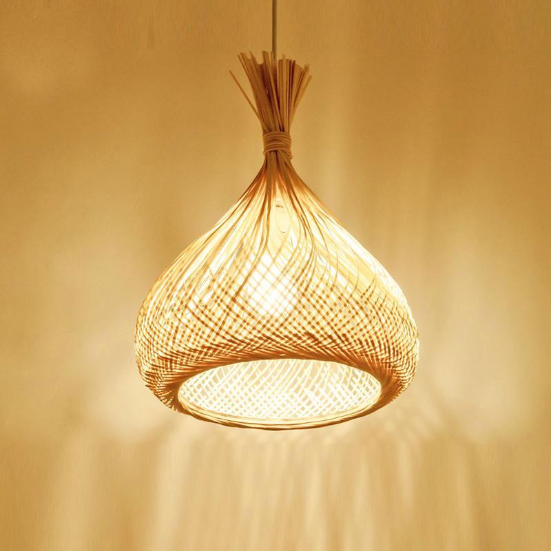 Handwoven Bamboo Rattan Pendant Light – Natural Wicker Hanging Lamp