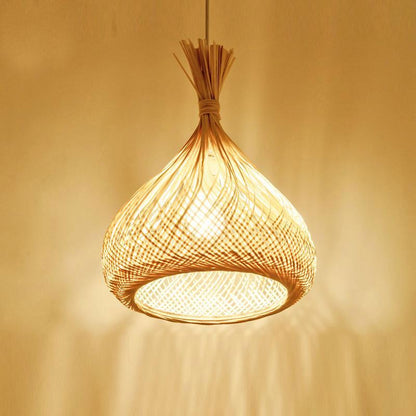 Handwoven Bamboo Rattan Pendant Light – Natural Wicker Hanging Lamp