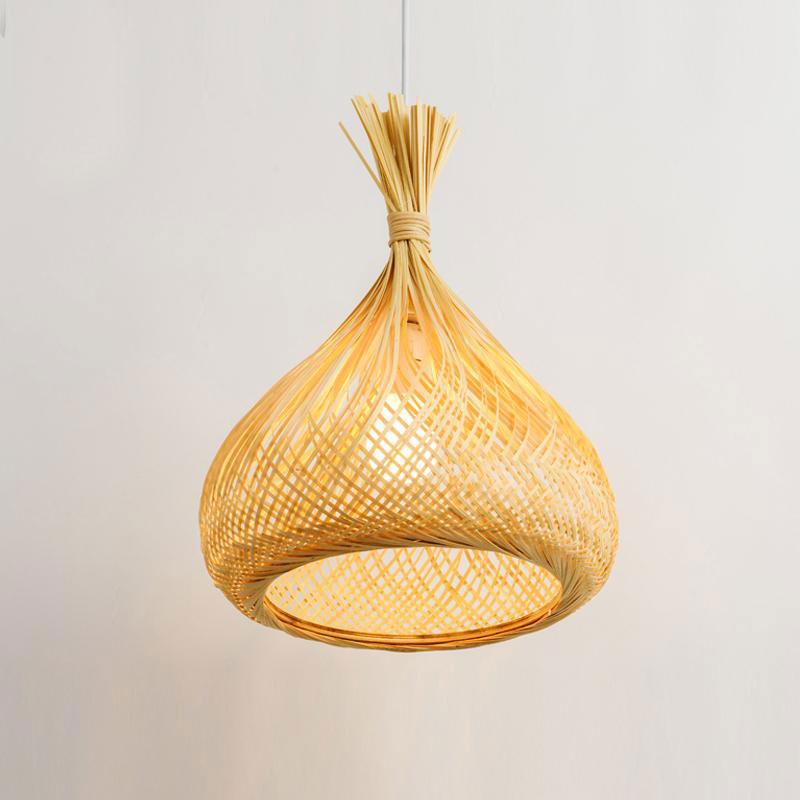 Handwoven Bamboo Rattan Pendant Light – Natural Wicker Hanging Lamp