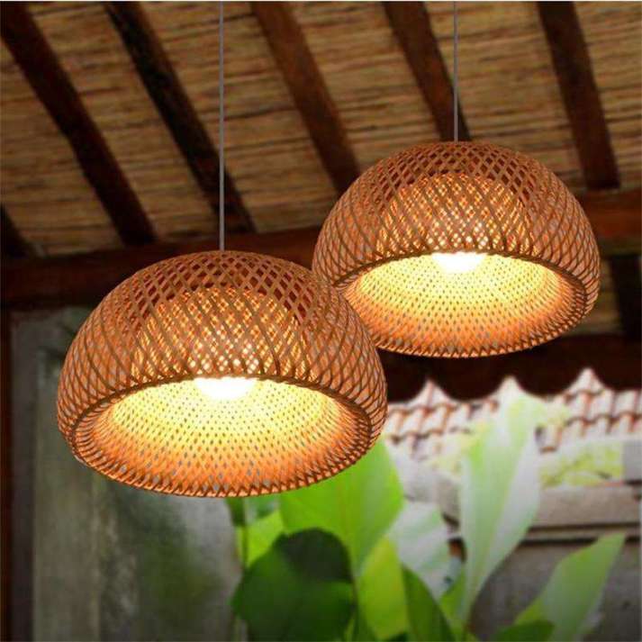 Wicker Pendant Lighting Bird's Nest Shape Lamp Shade