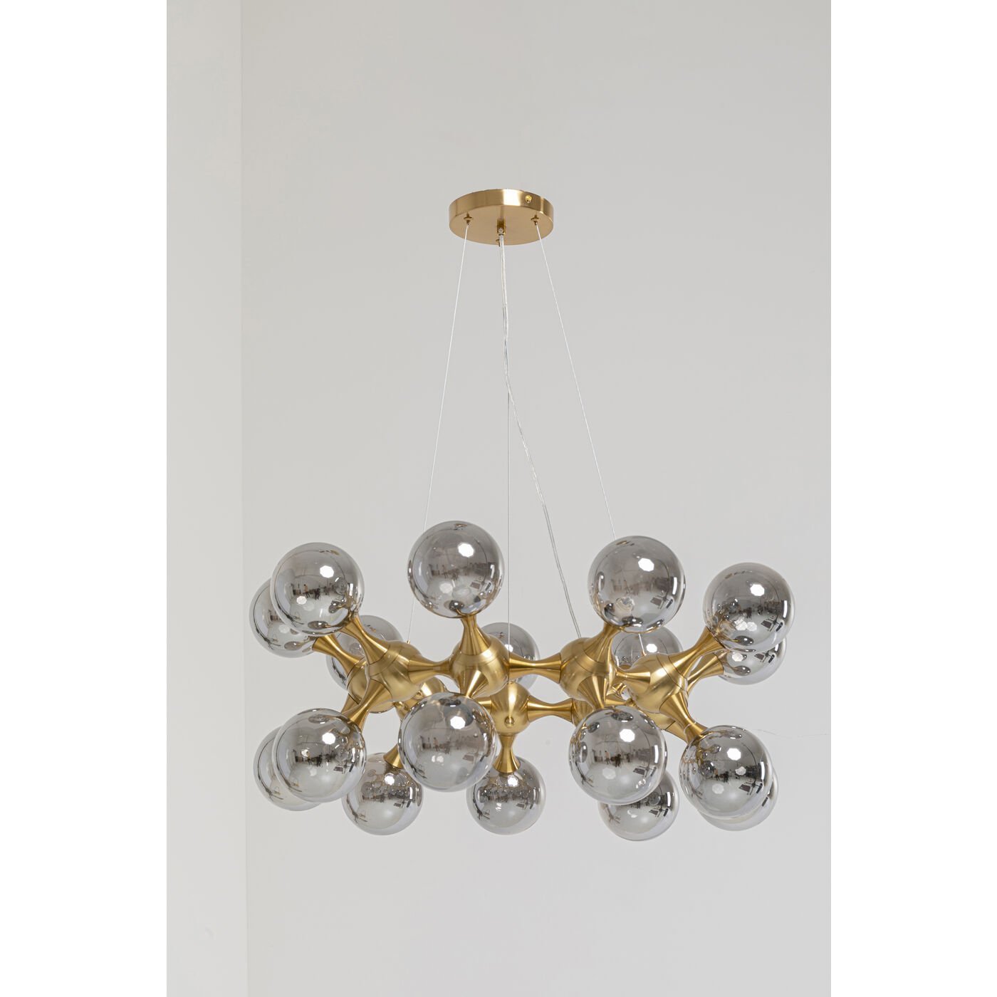 Modern Gold Molecular Chandelier – Smoked 18 Glass Globe Lighting