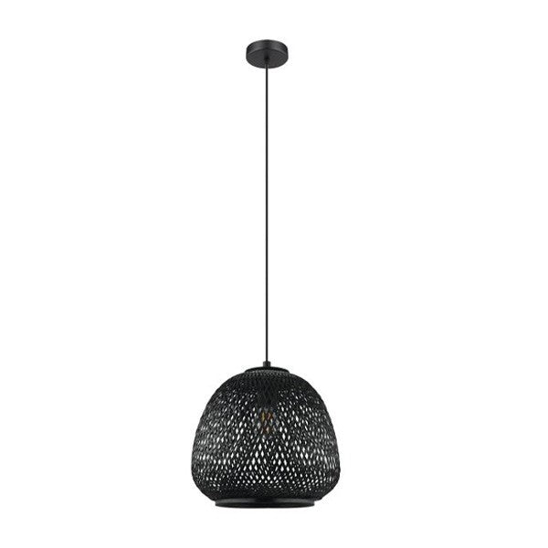 Stylish Black Rattan Wood Pendant Light – Vintage Boho Design 50 C.M