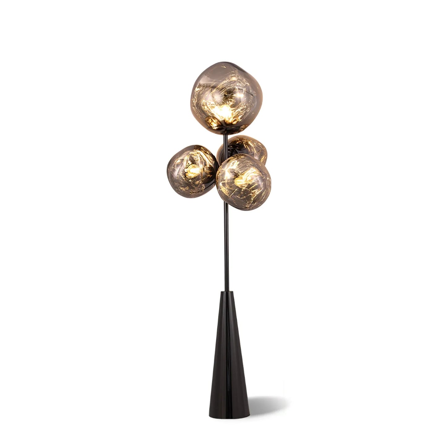 Lava Column Floor Lamp – Smoke Gray & Black Elegance