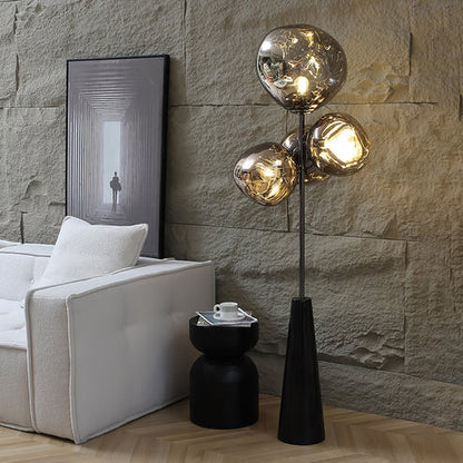Lava Column Floor Lamp – Smoke Gray & Black Elegance