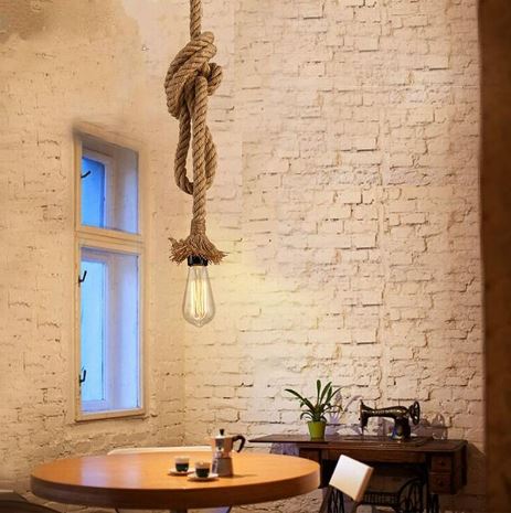 Rustic Hemp Rope Single-Head Pendant Light