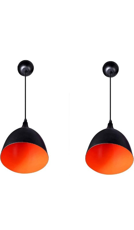 Black and Orange Metal Hanging Light – Modern Ceiling Lamp