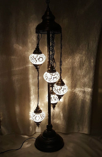 Turkish Mosaic Floor Lamp – 5/7 Globe Standing Lamp with LED Bulbs