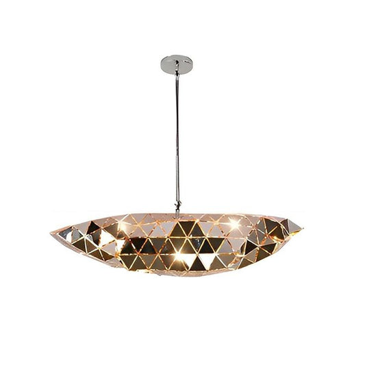 Luxury Faceted Elliptical Pendant Light – Geometric Modern Statement Chandelier