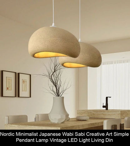 Nordic Wabi-Sabi Pendant Light – Auspicious Clouds Resin Chandelier (Yellow)