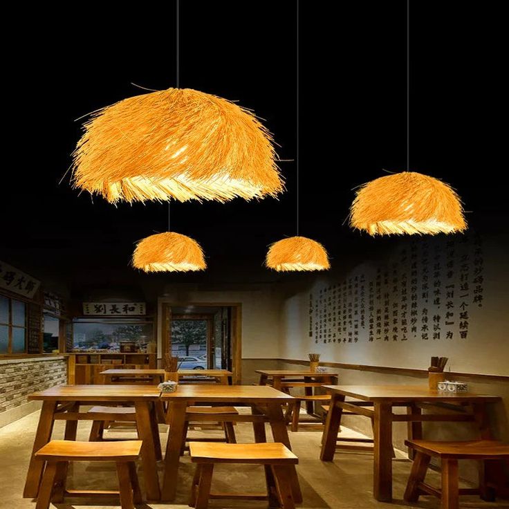 Handmade Rattan Bamboo Pendant Light – Modern Tropical Ceiling Lamp for Kitchen Island & Dining Room 50 C.M