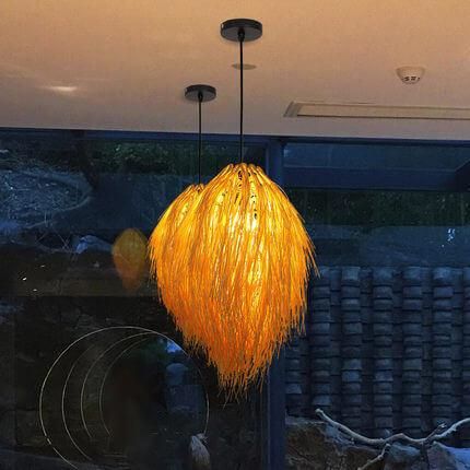 Wicker Pendant Lamp - Oriental Style Rattan Ceiling Light 60 C.M