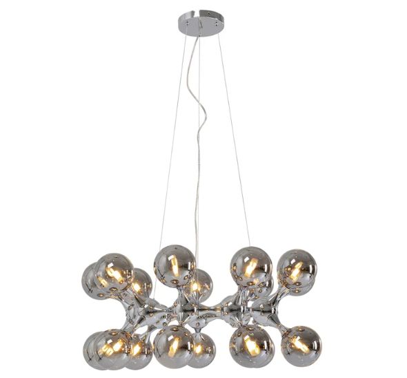 Modern Gold Molecular Chandelier – Smoked 18 Glass Globe Lighting