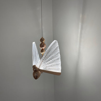 1-Light Gold Butterfly Bedside Hanging Pendant Ceiling Lamp – Elegant Warm Glow for Your Space