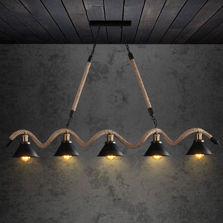 Vintage Industrial 5-Light Rope Pendant Lamp