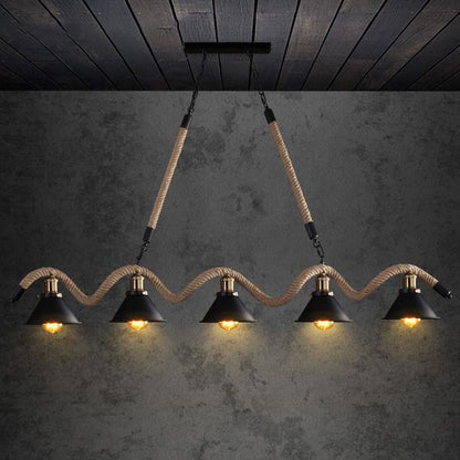 Vintage Industrial 5-Light Rope Pendant Lamp