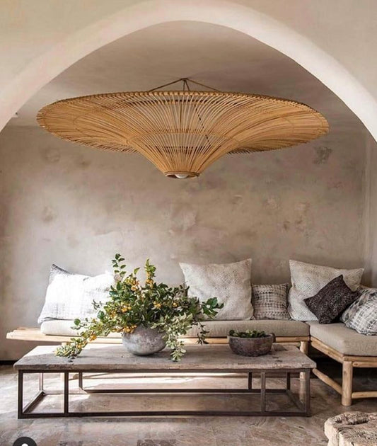 Handmade Rattan Ceiling Pendant Light – Unique Bamboo Cane Ceiling Lamp for Home, Restaurants & Offices 80 C.M