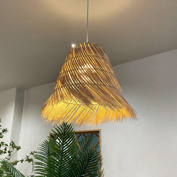 Handwoven Bamboo Rattan Pendant Light – Modern Wicker Ceiling Lamp for Kitchen Island & Living Spaces