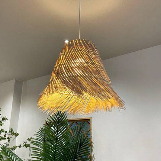 Handwoven Bamboo Rattan Pendant Light – Modern Wicker Ceiling Lamp for Kitchen Island & Living Spaces