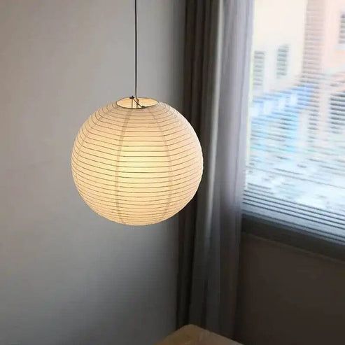 Japanese Paper Globe Pendant Light – Minimalist Zen Design