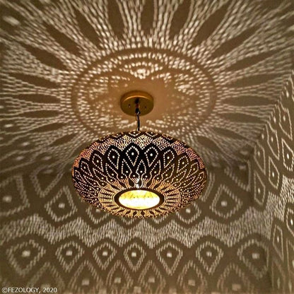 Elegant Moroccan Brass Pendant Light – Handmade Ceiling Chandelier with Adjustable Chain 55 C.M