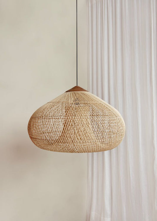 Handwoven Rattan Chandelier Pendant Light – Rustic Boho Hanging Lamp for Dining & Kitchen