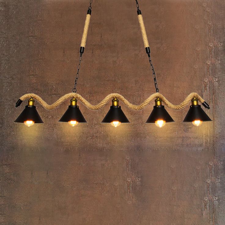 Vintage Industrial 5-Light Rope Pendant Lamp