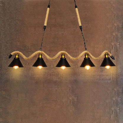 Vintage Industrial 5-Light Rope Pendant Lamp