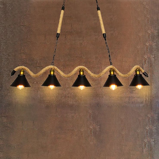 Vintage Industrial 5-Light Rope Pendant Lamp