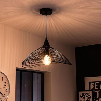 Contemporary Curved Metal Thread Pendant Ceiling Light – Modern Decorative Lamp for Living & Dining Rooms