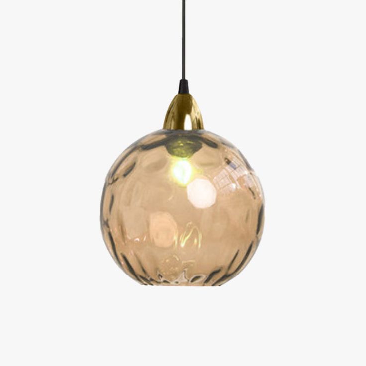 Glass Ball Pendant Light with Bronze Gold Bracket – 200mm Elegant Hanging Lamp