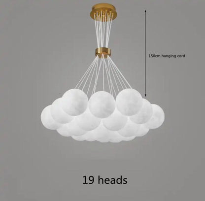 Contemporary Creative Moon Glass Bubble 19-Light Chandelier for Living Roomi