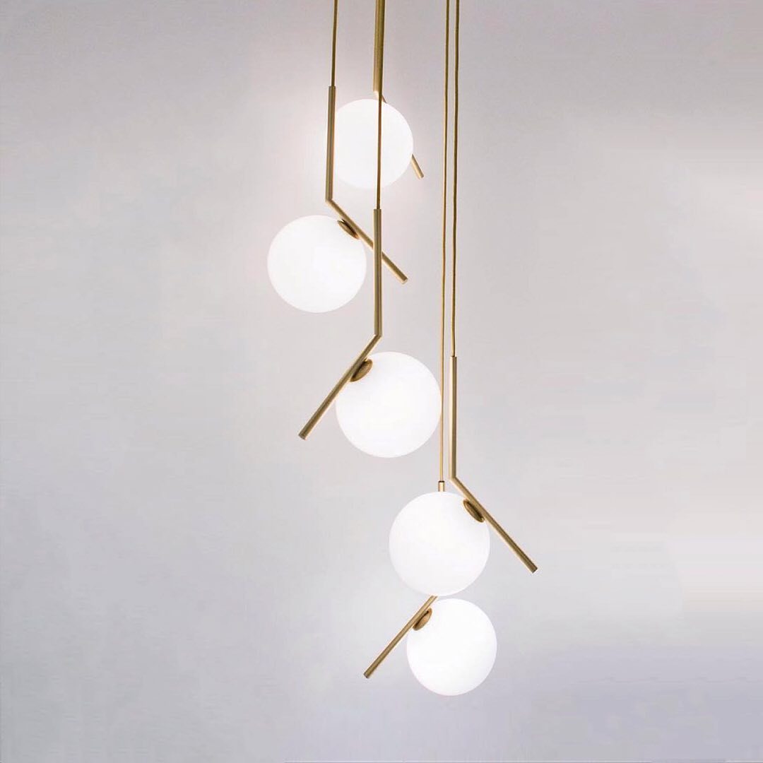 Golden Frosted Glass Globe Pendant Light – Mid-Century Modern Design